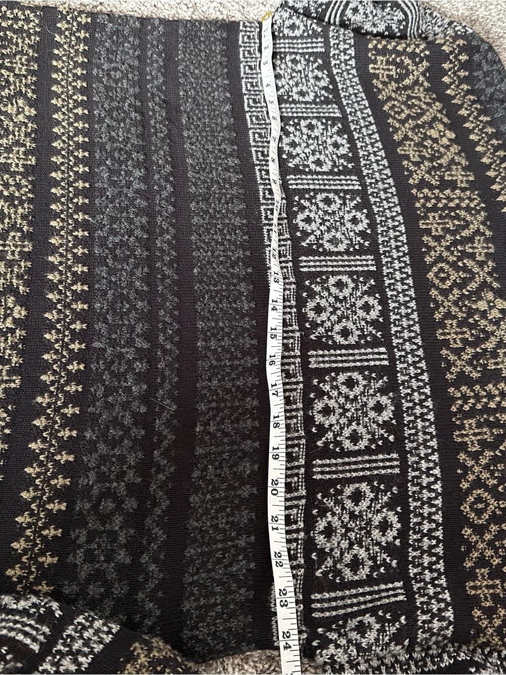 VTG 90s TLC by Lambert Geometric Fair Isle Grandpa Sweater Mens L Black Made USA - Picture 10 of 13